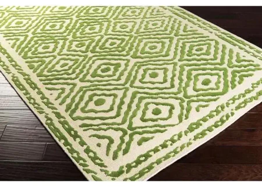 Ruess Rug - Spruce Green/Ivory - Handcrafted - Beige - Beige