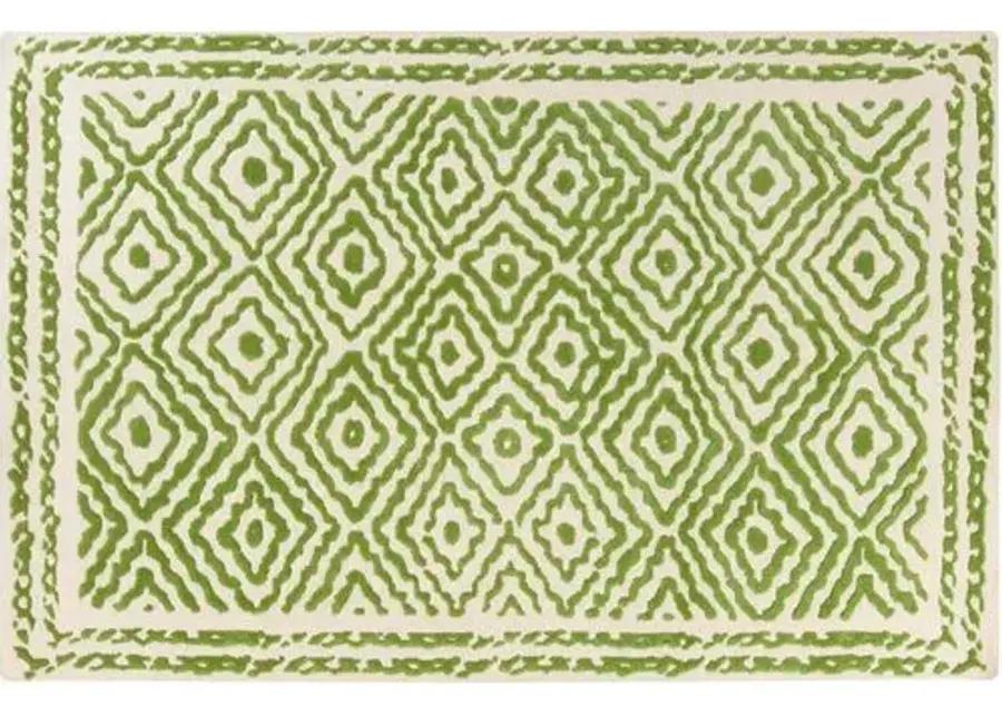 Ruess Rug - Spruce Green/Ivory - Handcrafted - Beige - Beige