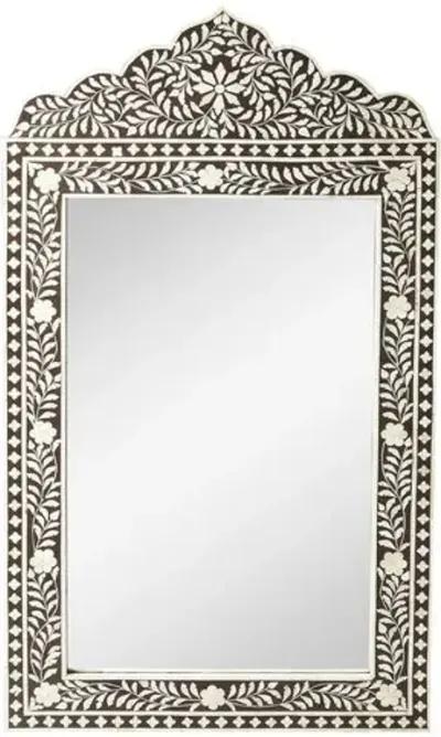 Jenny Bone Inlay Oversized Wall Mirror - Espresso/Ivory