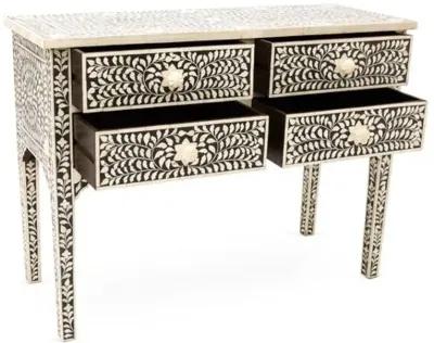 Layla Bone-Inlay Console - Black/Ivory