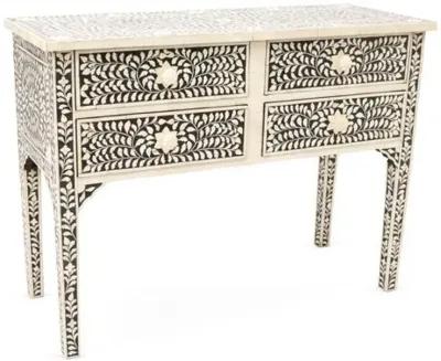 Layla Bone-Inlay Console - Black/Ivory