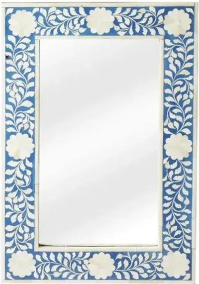 Elizabeth Bone Inlay Wall Mirror - Blue/Ivory