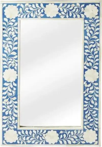 Elizabeth Bone Inlay Wall Mirror - Blue/Ivory