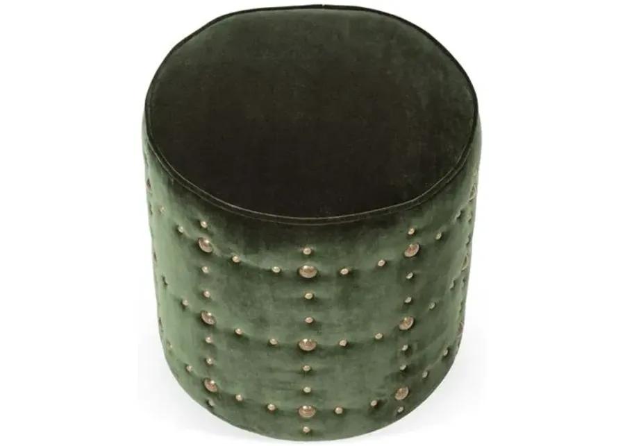 Maxine Round Stool - Forest Green Velvet - Kim Salmela - Handcrafted