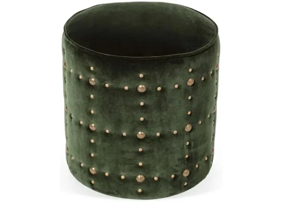 Maxine Round Stool - Forest Green Velvet - Kim Salmela - Handcrafted