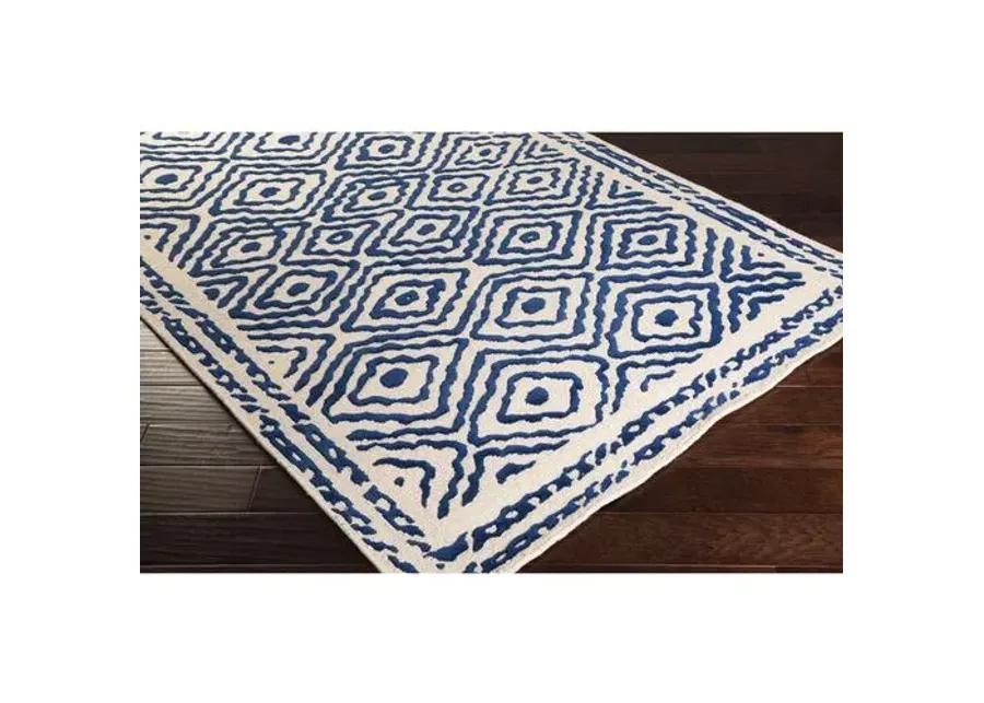 Ruess Flat-Weave Rug - Blue/Ivory - Handcrafted - White - White