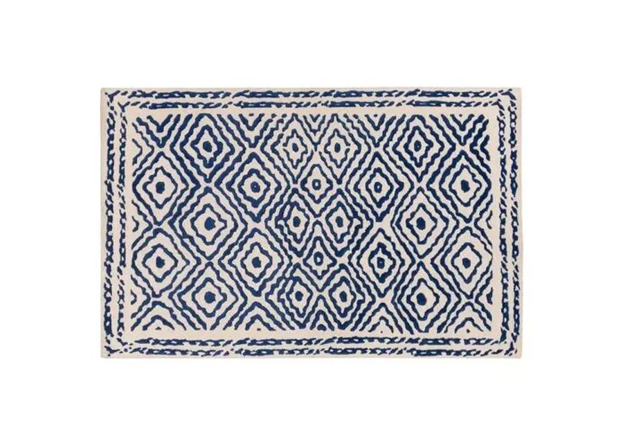 Ruess Flat-Weave Rug - Blue/Ivory - Handcrafted - White - White