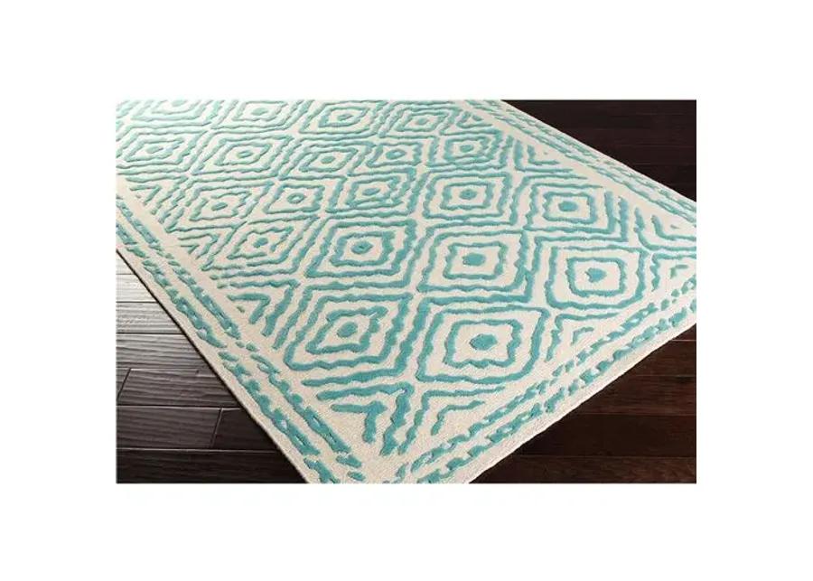 Ruess Rug - Light Blue - Handcrafted - White - White