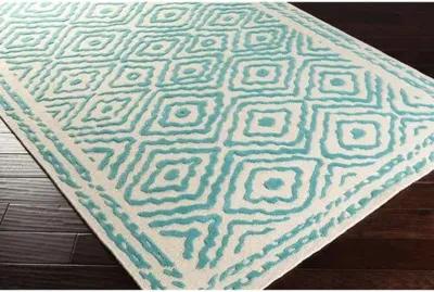 Ruess Rug - Light Blue - Handcrafted - White - White