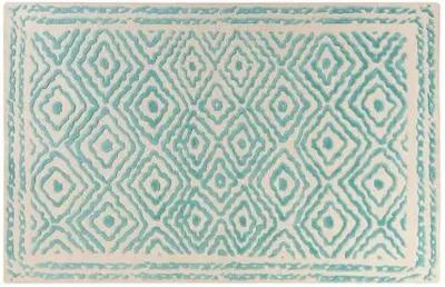 Ruess Rug - Light Blue - Handcrafted - White - White