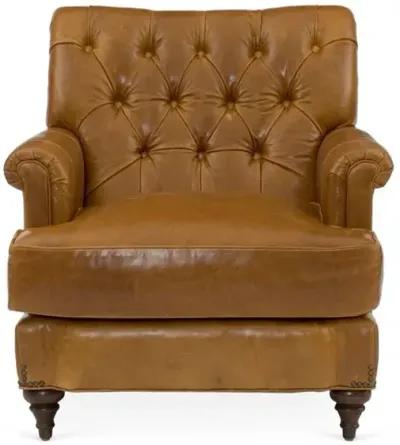 Acton Tufted Club Chair - Caramel Leather - Miles Talbott - Hancrafted in the USA