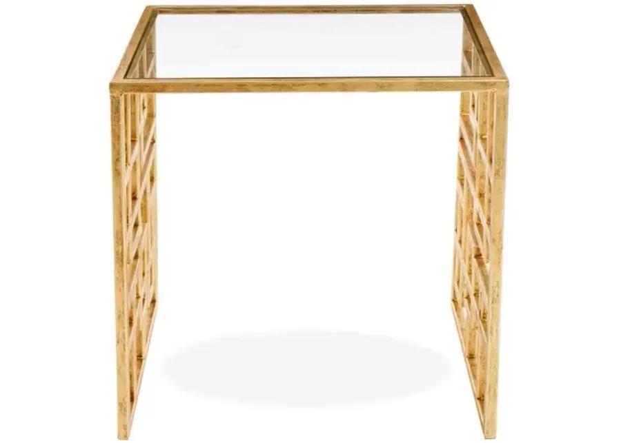 Picabia Modern Glass Side Table - Gold