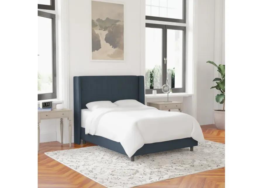 Kelly Wingback Bed - Handcrafted - Blue