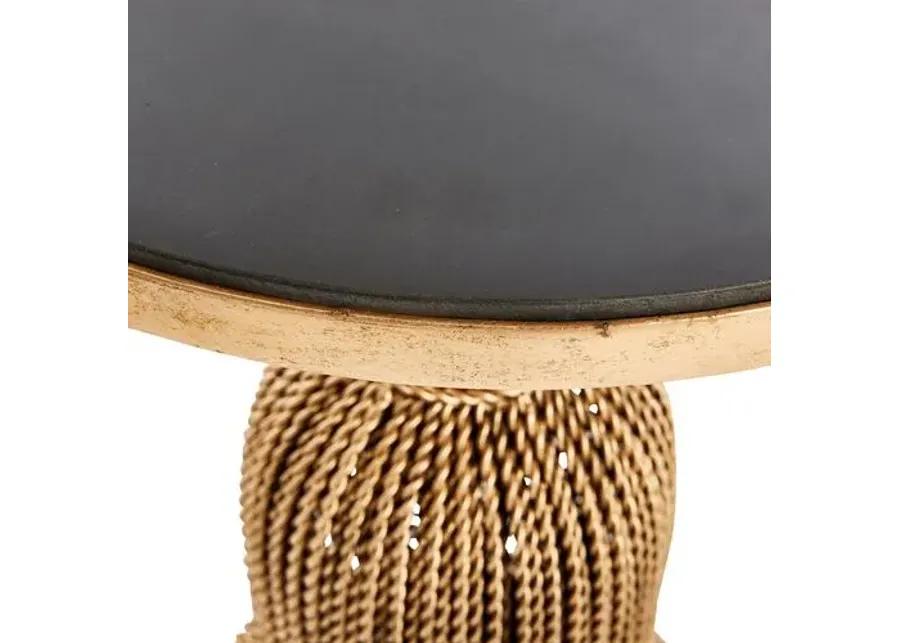 Cailey Tassel Granite Side Table - Gold/Black