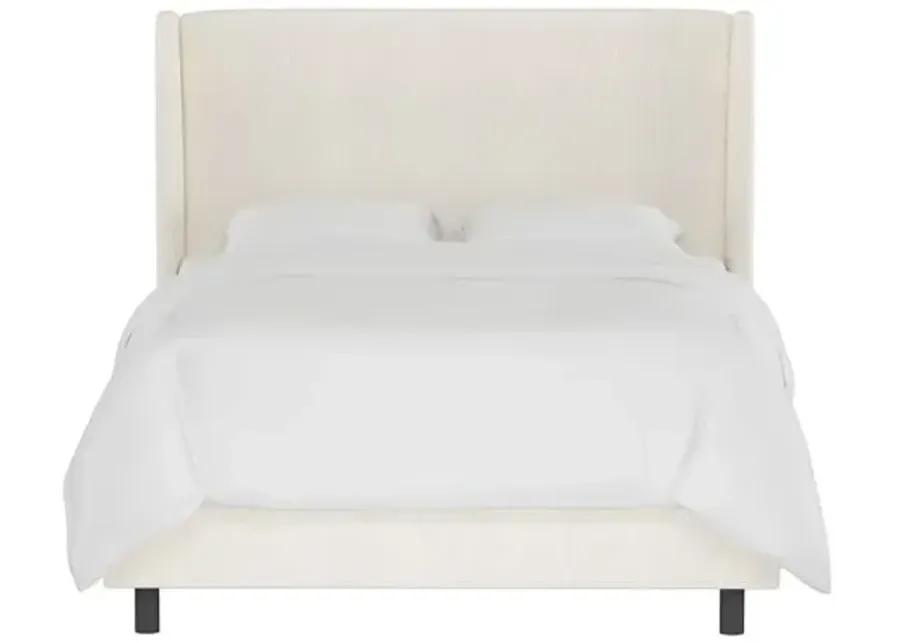 Kelly Wingback Bed - Handcrafted - Beige