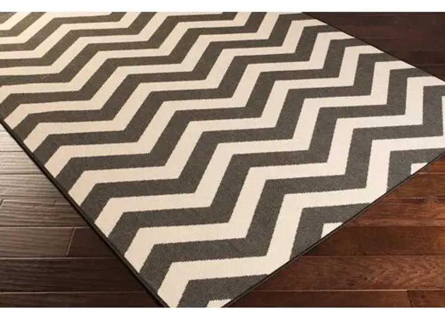 Chevron Outdoor Rug - Green - Brown - Brown