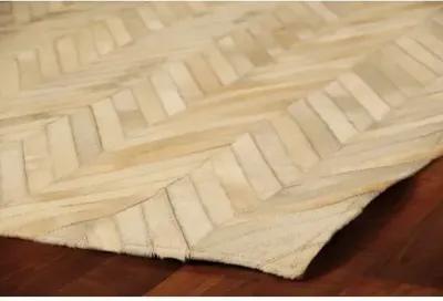 Stitched Herringbone Hide Rug - Ivory - Exquisite Rugs - Handcrafted - Ivory