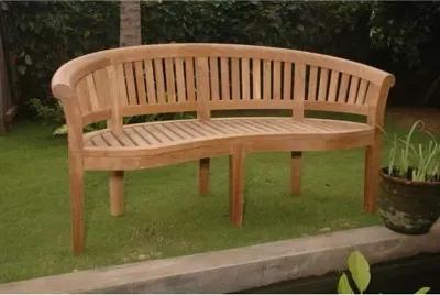 Curve 64" Outdoor Garden Bench - Teak - Beige