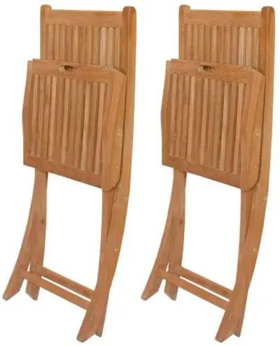 Set of 2 Tropico Outdoor Teak Folding Chairs - Natural - Brown