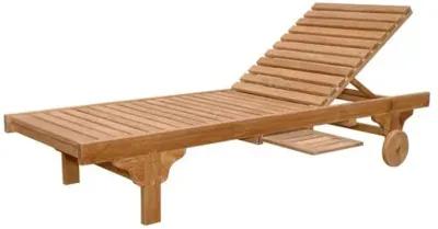 Capri Outdoor Teak Chaise Lounge & Tray - Natural - Brown - Comfortable, Sturdy, Stylish