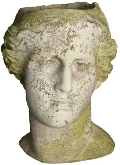 14" Venus Head Outdoor Planter - White Moss - Beige - 11" x 12" x 14"