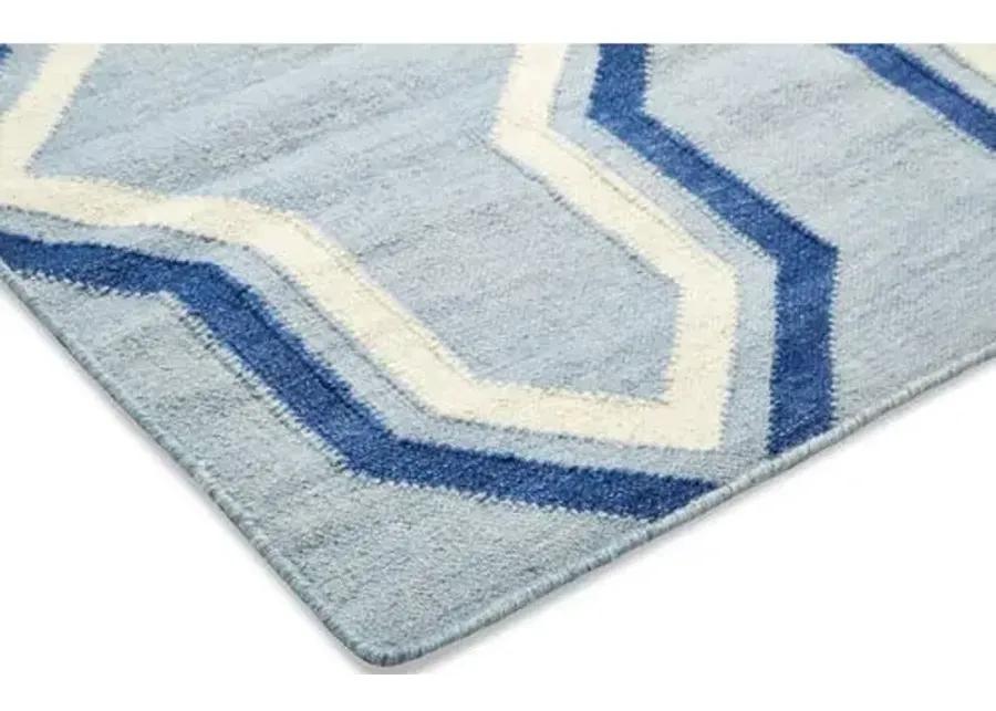 Celeste Dhurrie Rug - Blue - Blue