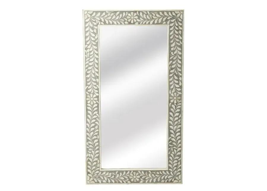 Ana Bone Inlay Wall Mirror - Gray/Ivory