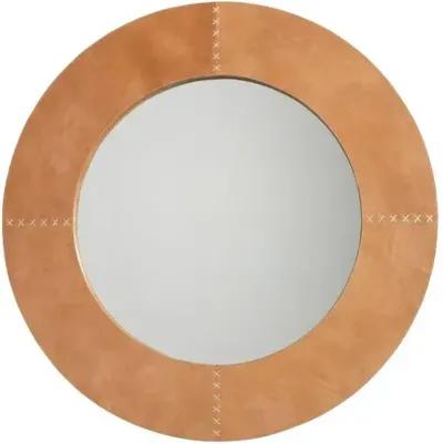 Cross Stitch Mirror - Buffalo Leather - Jamie Young Co. - Orange