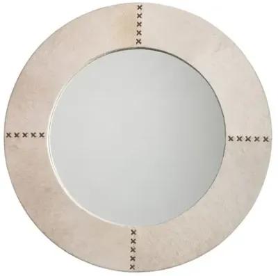 Cross Stitch 36" Hide Wall Mirror - White - Jamie Young Co.