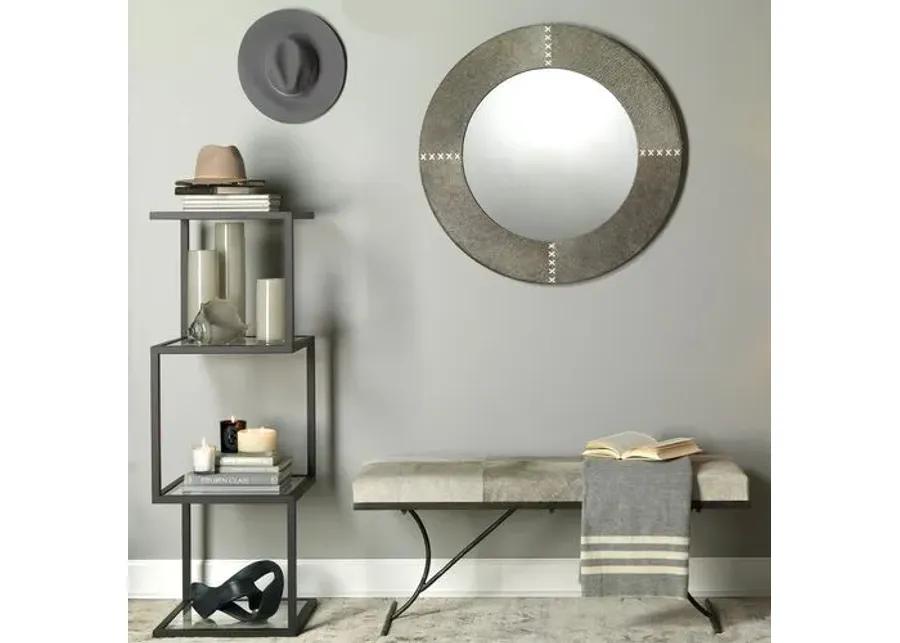 Cross Stitch 36" Hide Wall Mirror - Gray - Jamie Young Co.