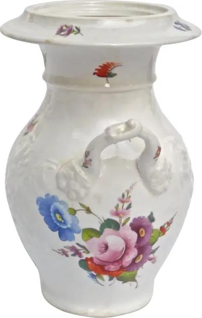 Antique Porcelain Floral Vase - Vermilion Designs - White