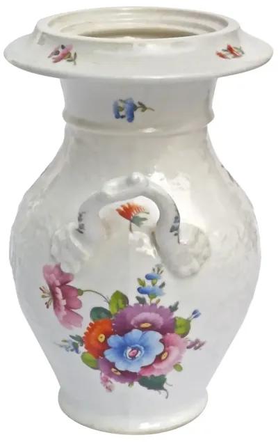 Antique Porcelain Floral Vase - Vermilion Designs - White