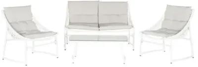 Nina 4-Pc Outdoor Lounge Set - Beige/White