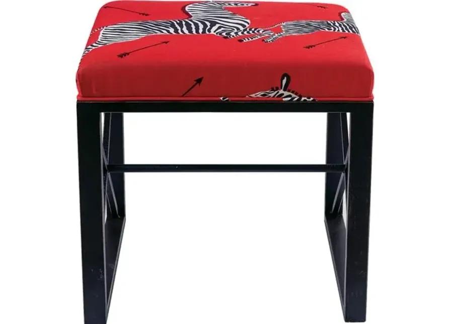 Medallion Zebra Scalamandre Right Facing Single Bench - Red/Black - Port 68