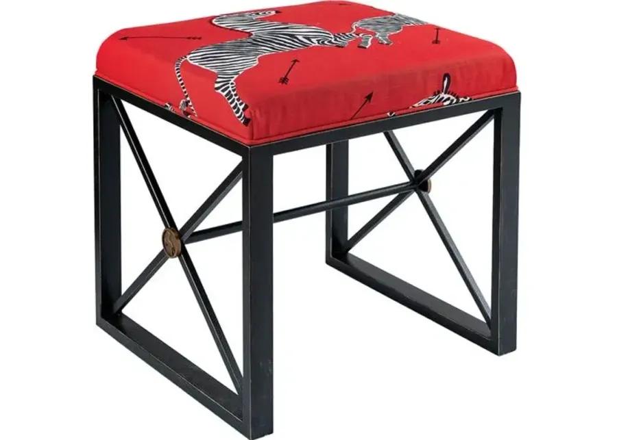 Medallion Zebra Scalamandre Right Facing Single Bench - Red/Black - Port 68