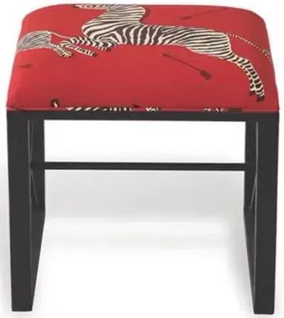 Medallion Zebra Scalamandre Left Facing Single Stool - Red/Black - Port 68