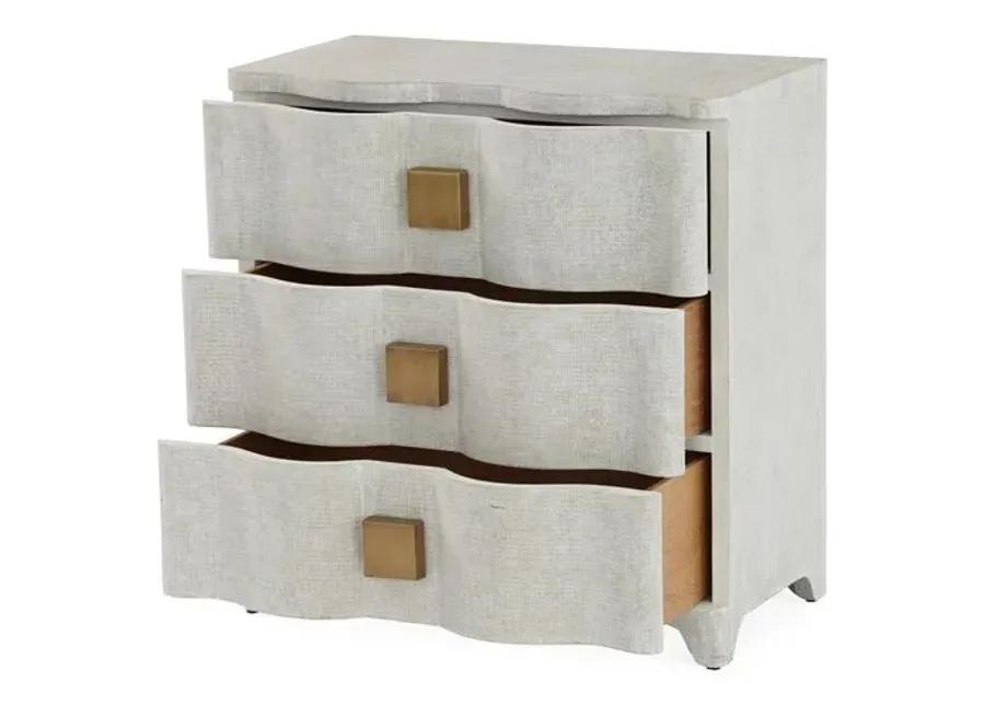 Toile 3-Drawer Nightstand - Antiqued White Linen - Global Views