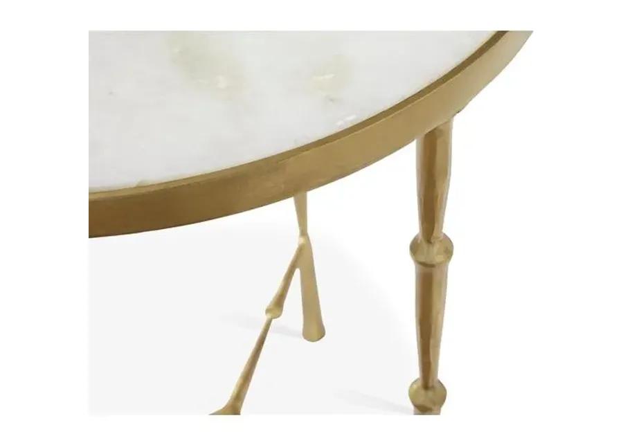 Spike Side Table with White Marble - Global Views