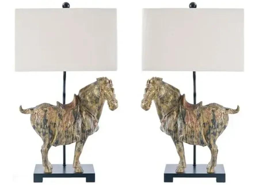 Southern Living Set of 2 Dynasty Horse Lamps - Distressed - Regina Andrew