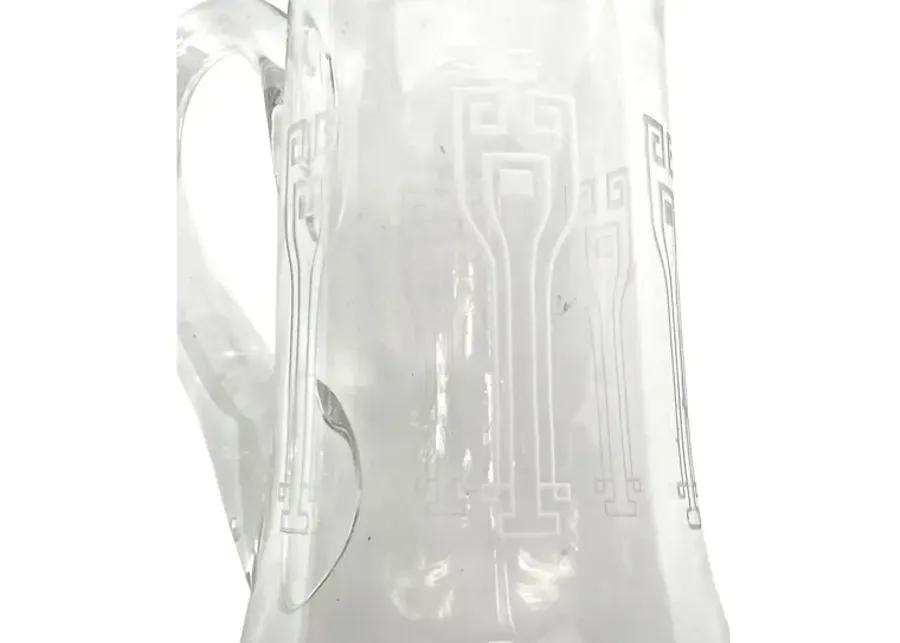 Art Deco Etched Glass Pitcher - Vermilion Designs - White