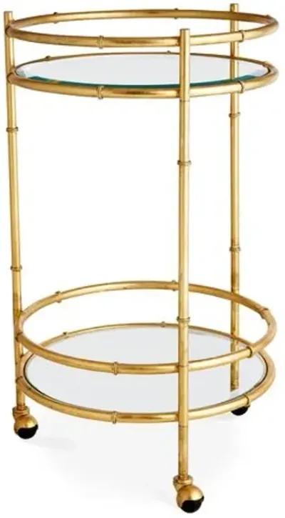 Bamboo Mirrored Bar Cart - Gold