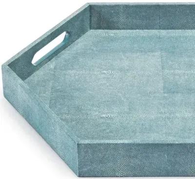 23" Shagreen-Style Tray - Turquoise - Regina Andrew - Blue