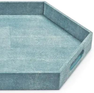 23" Shagreen-Style Tray - Turquoise - Regina Andrew - Blue