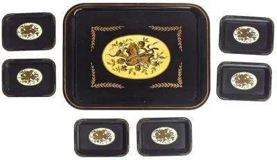 Tole Musical Theme Trays - Set of 7 - Vermilion Designs - Black