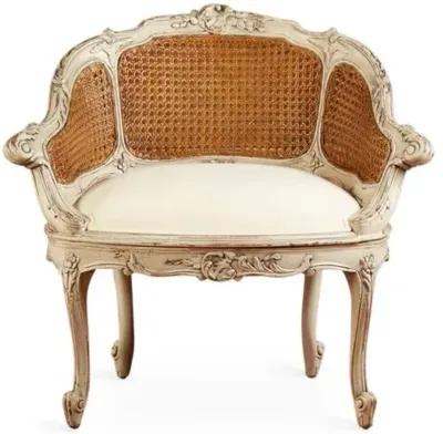 Wicker-Back Slipper Chair - Parchment/Cream Linen - Handcrafted - Ivory