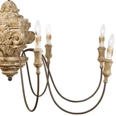 8-Light Wood Carved Chandelier - Gold - Regina Andrew - Brown