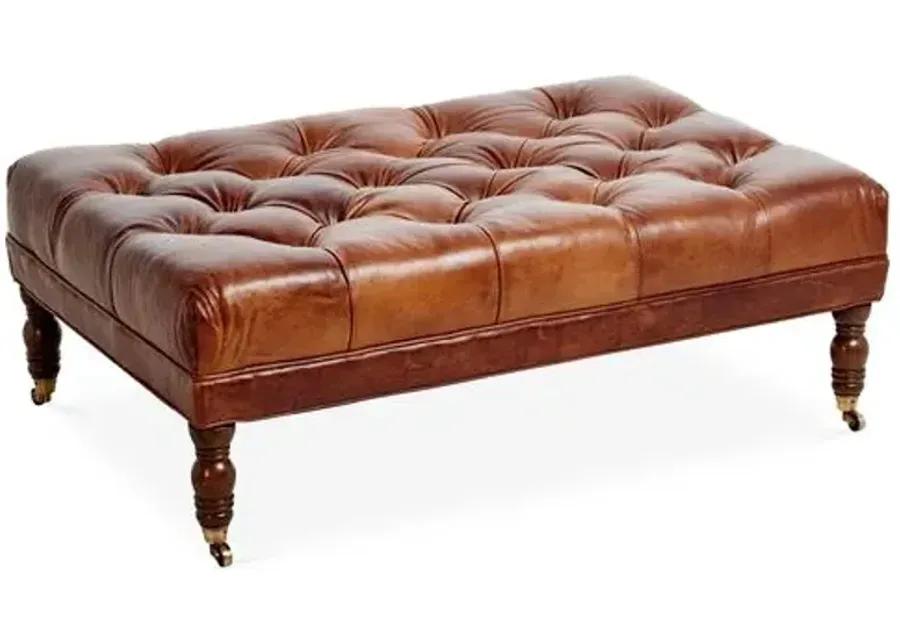 Anna Cocktail Ottoman - Leather - Miles Talbott - Brown