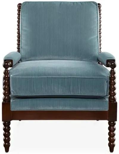 Bankwood Spindle Chair - Velvet - Miles Talbott - Handcrafted - Blue