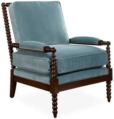 Bankwood Spindle Chair - Velvet - Miles Talbott - Handcrafted - Blue