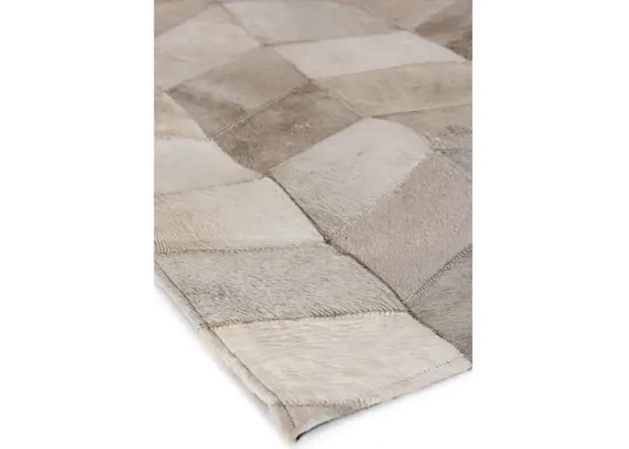 Stitched Chevron Hide - Gray - Exquisite Rugs - Gray - 5'x8'